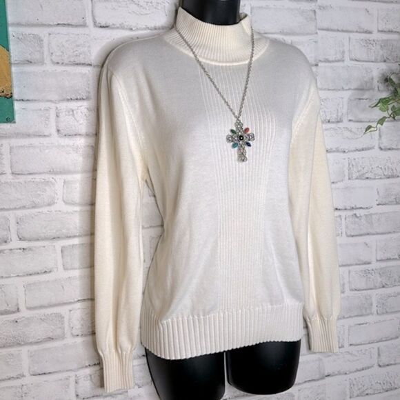 Dress Barn Vintage Ivory Knit Sweater Size Large - Picture 2 of 6